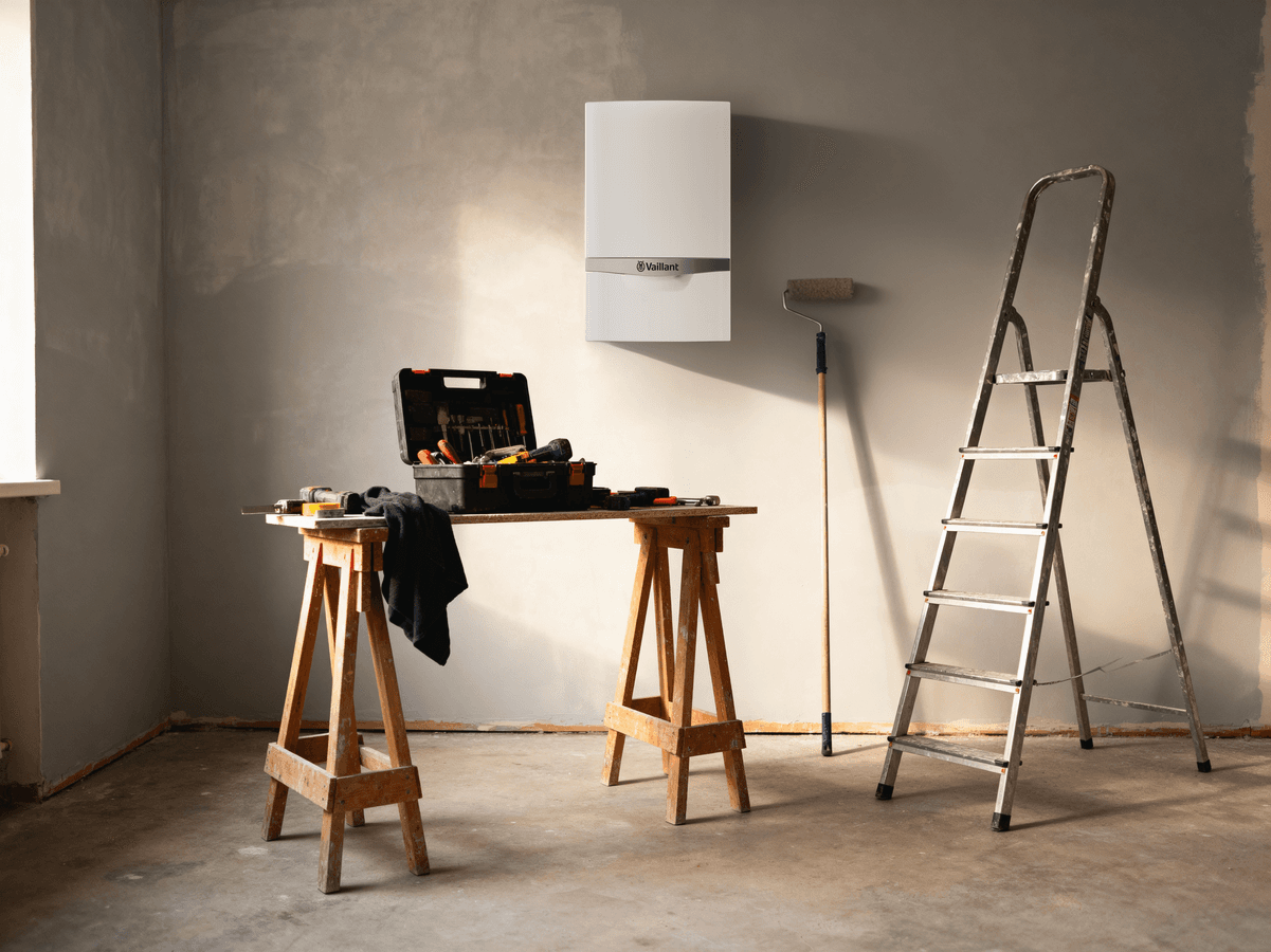 [Slika je bila ustvarjena z umetno inteligenco.] ecoTEC plus 48 - 65 kW scene view