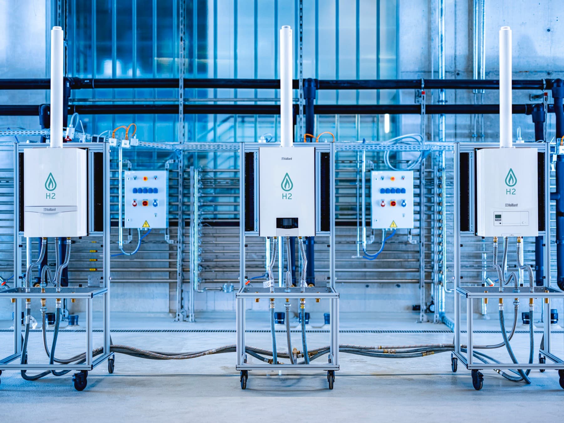Vodikom pripravljeni kotli Vaillant v testnem laboratoriju