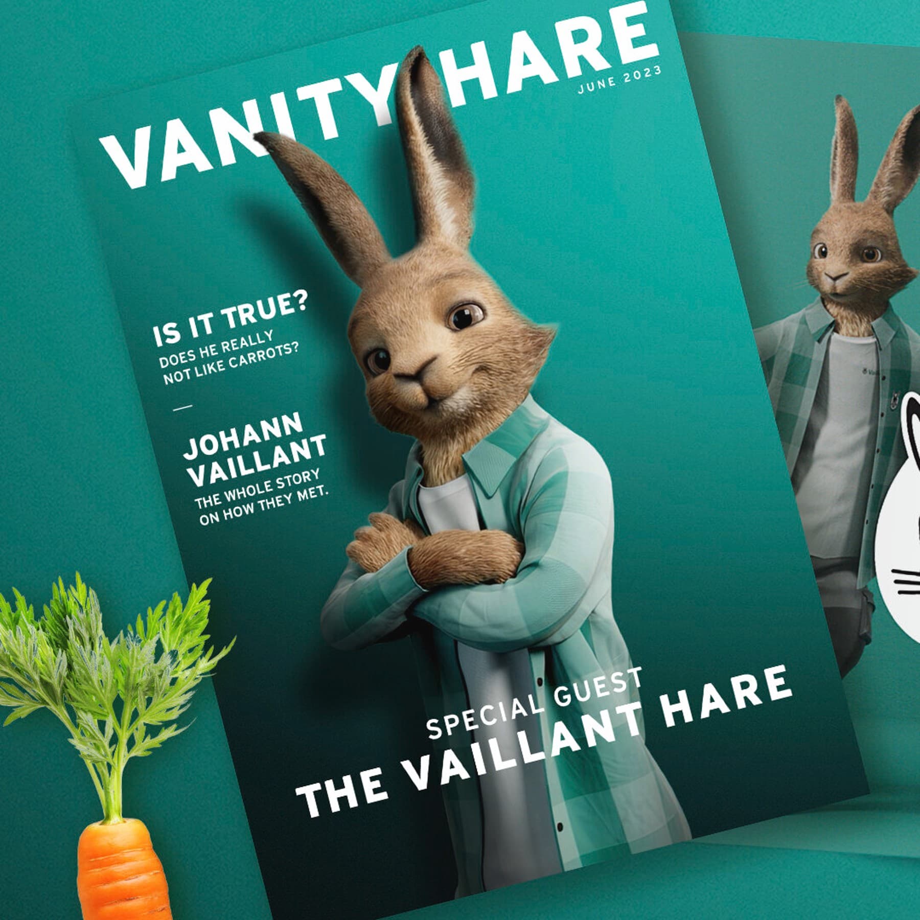 Naslovnica revije Vanity Hare z Vaillant zajcem